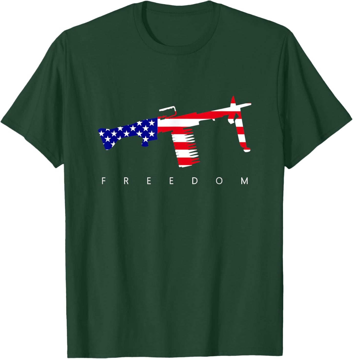 M249 Saw Gunner American Flag gift Responsible Gun Owners T-Shirt - T-Shirt | Forest