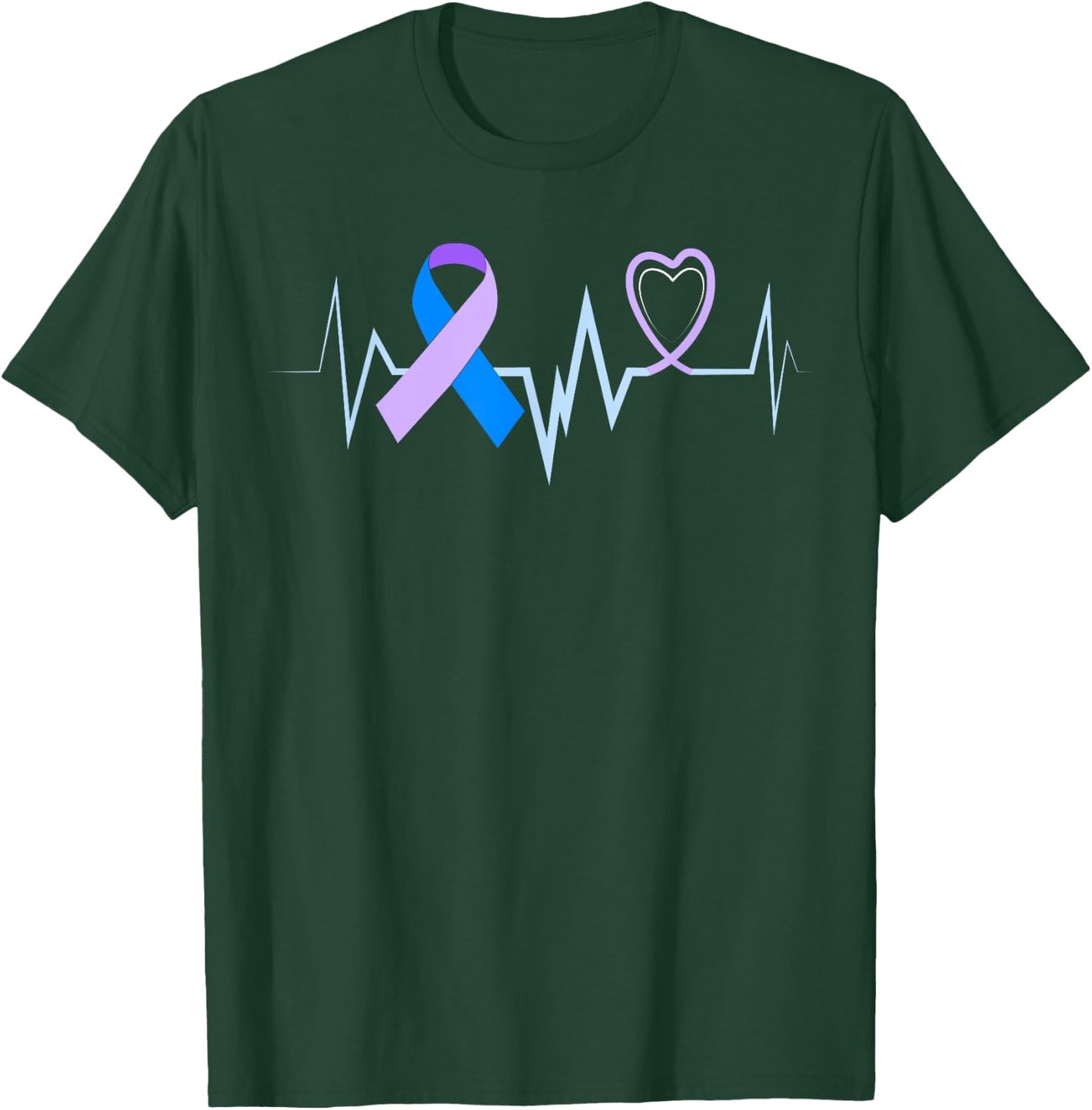 Heartbeat Ribbon Preeclampsia Shirt Preeclampsia Awareness T-Shirt - T-Shirt | Forest