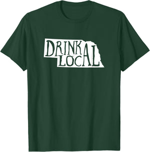 Drink Local Nebraska State Outline Craft Beer T-Shirt - T-Shirt | Forest