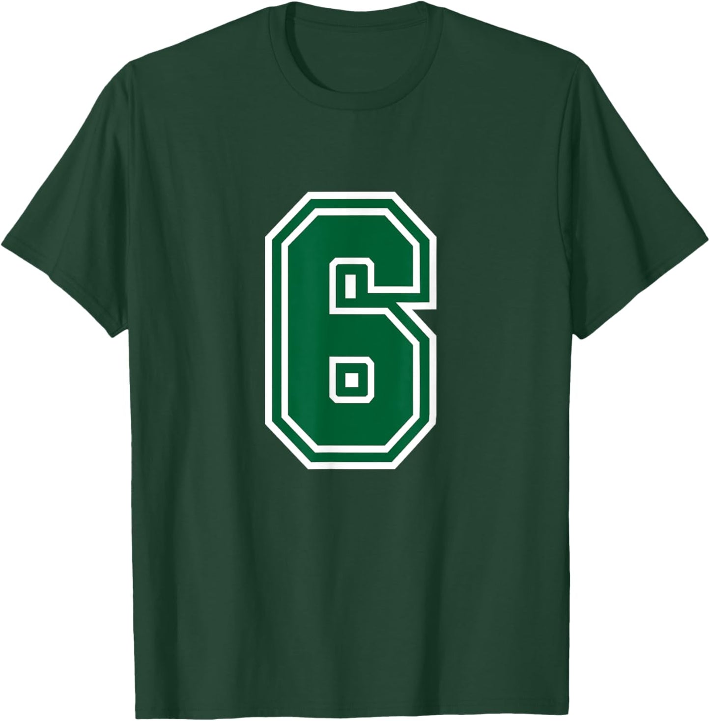 Number #6 Green Varsity Favorite Number T-Shirt - T-Shirt | Forest