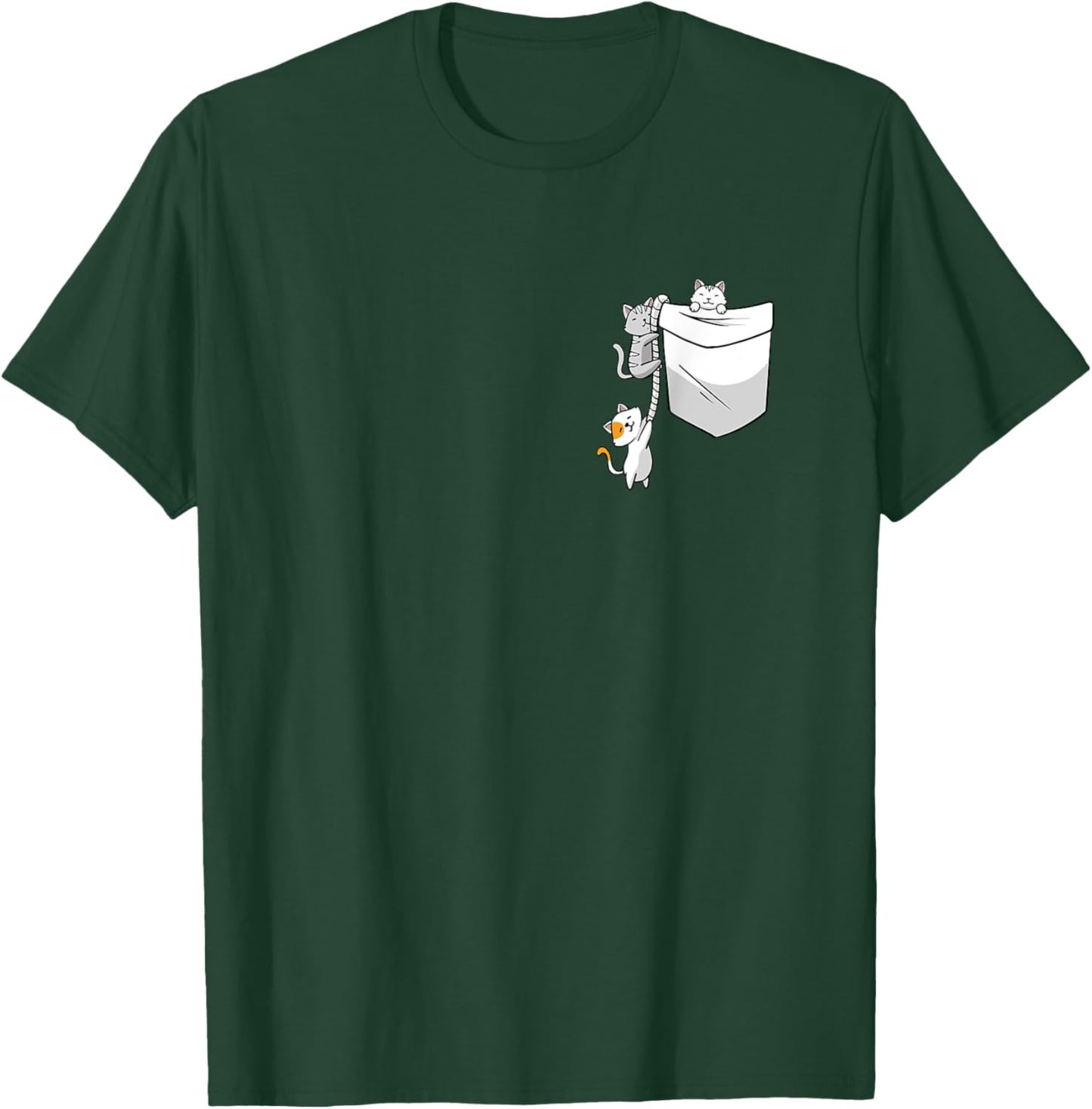 Cat In Pocket Kitten Lover Cute Kitty Feline Pet Owner Women Kids T-Shirt - T-Shirt | Forest