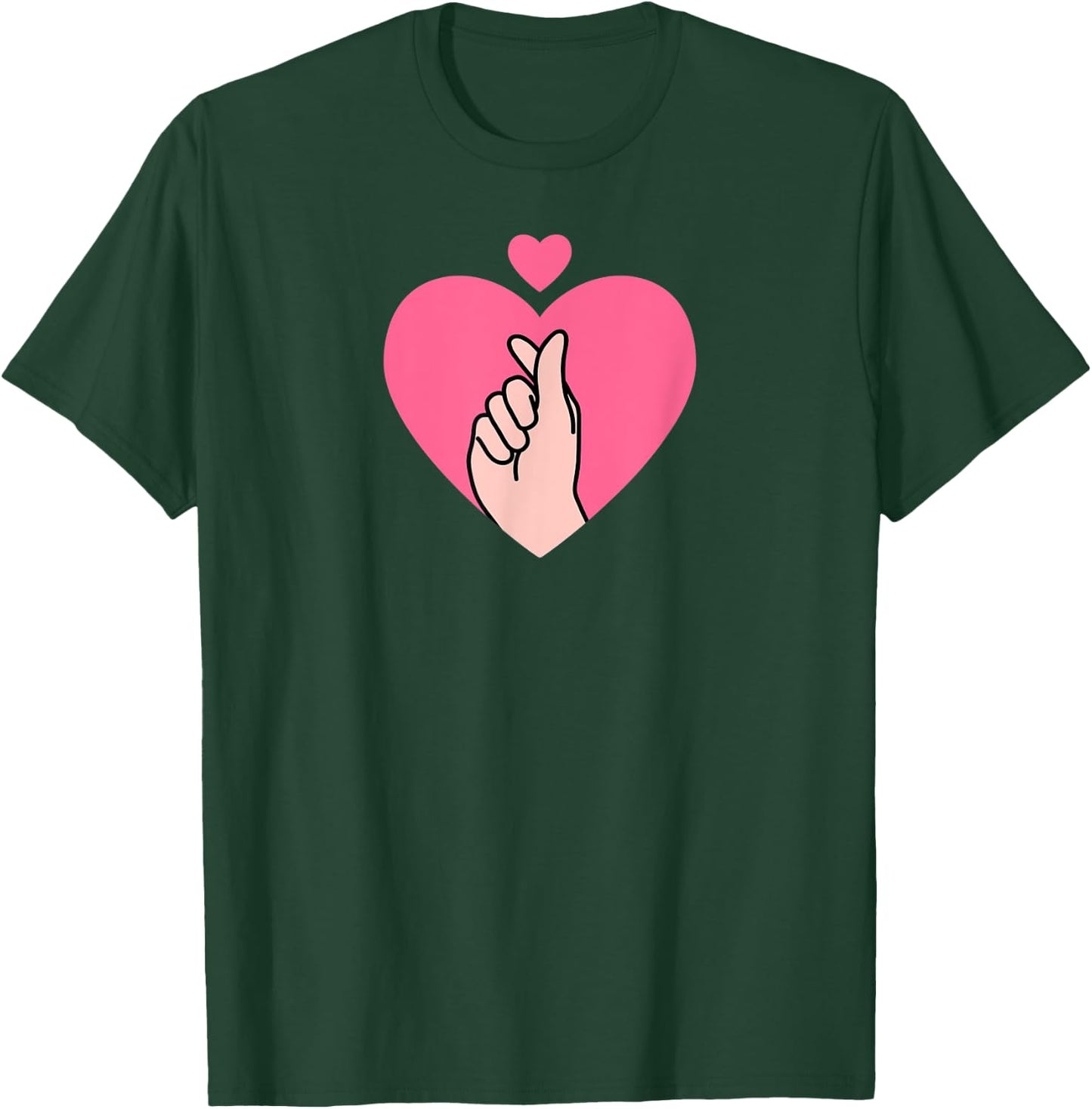 Saranghae Hand Sign in Heart - Kpop Hand, K-Pop, Kpop T-Shirt - T-Shirt | Forest