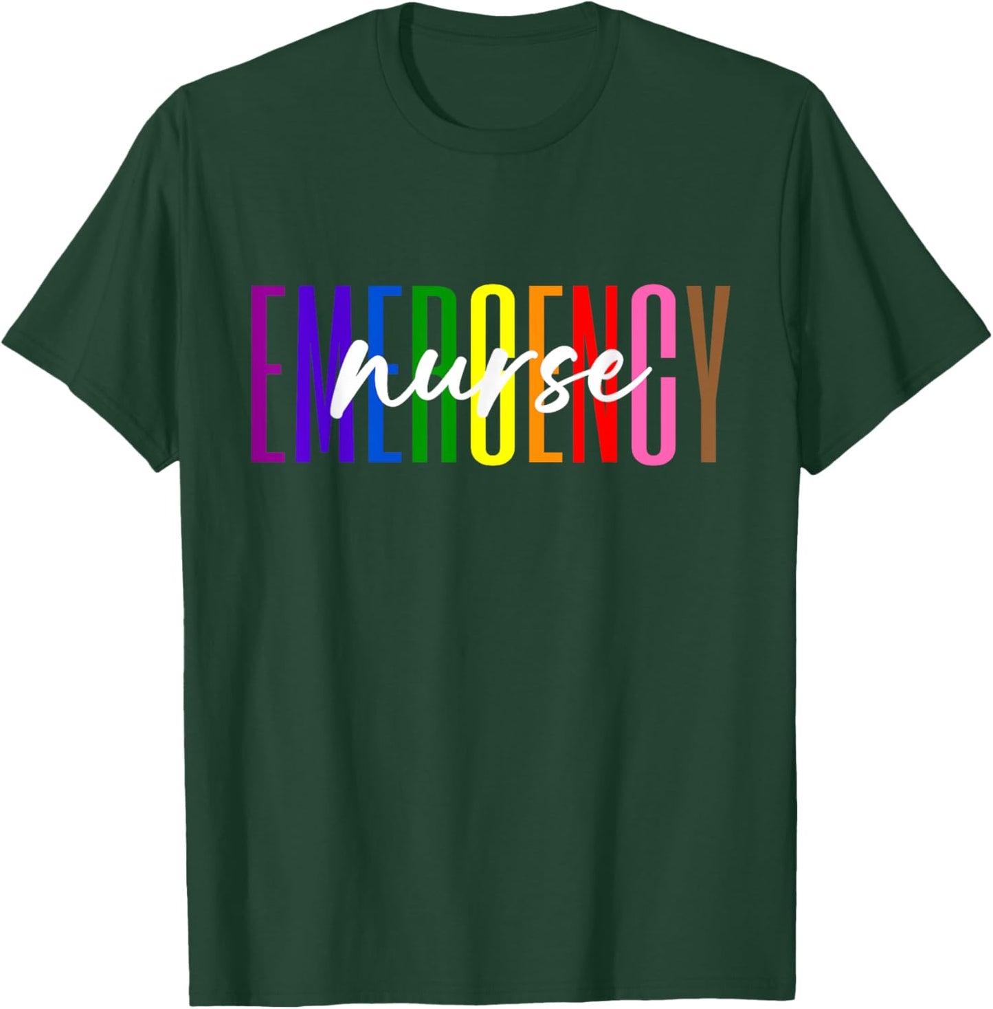 Emergency Nurse ER Nurse Emergency Room Pride Rainbow T-Shirt - T-Shirt | Forest