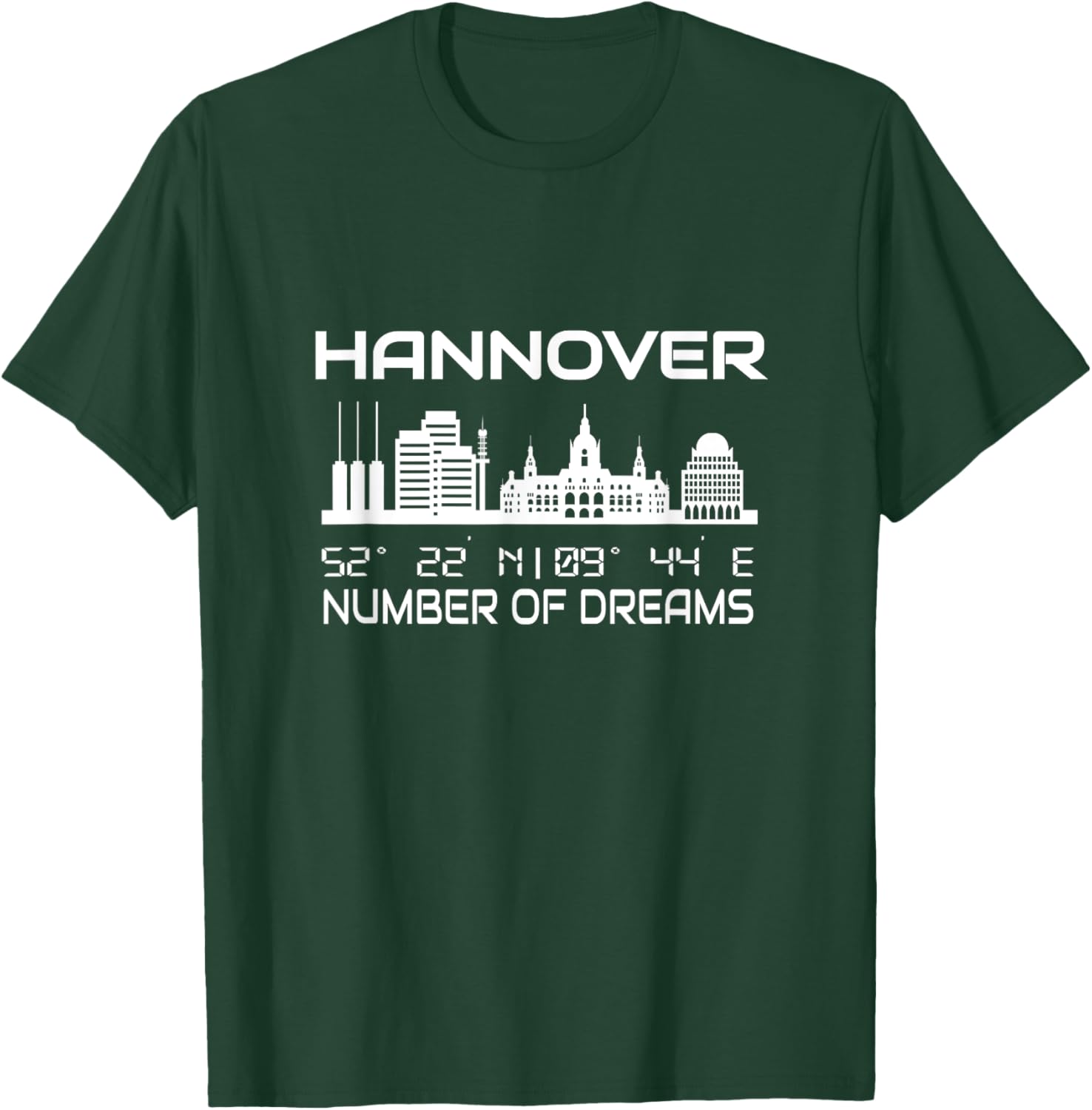 Skyline Hannover Koordinaten GPS Geographie Niedersachsen T-Shirt - T-Shirt | Forest