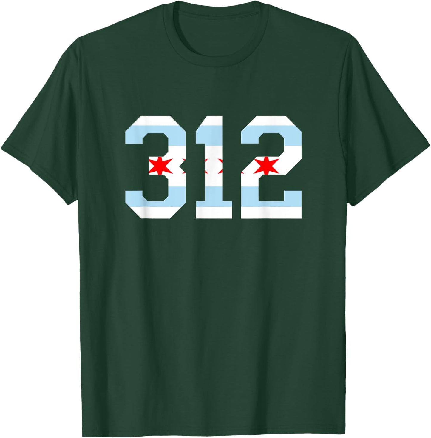 312 Chicago Flag Area Code City Pride T-Shirt - T-Shirt | Forest