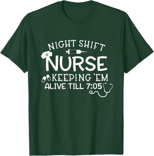 Funny Nightshift Nurse Straight Outta Night Shift Sleeping T-Shirt - T-Shirt | Forest