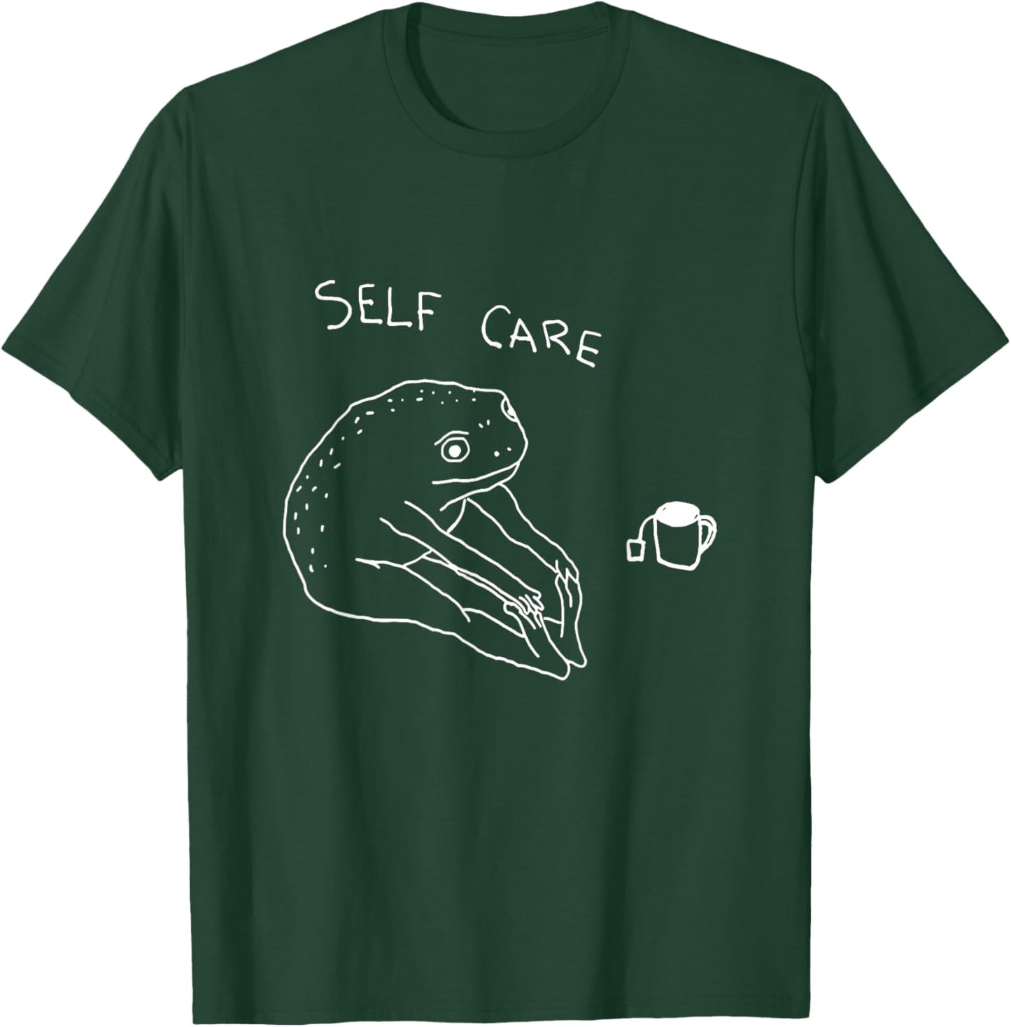 Self Care | Frog Drinking Tea | Yoga T-Shirt - T-Shirt | Forest