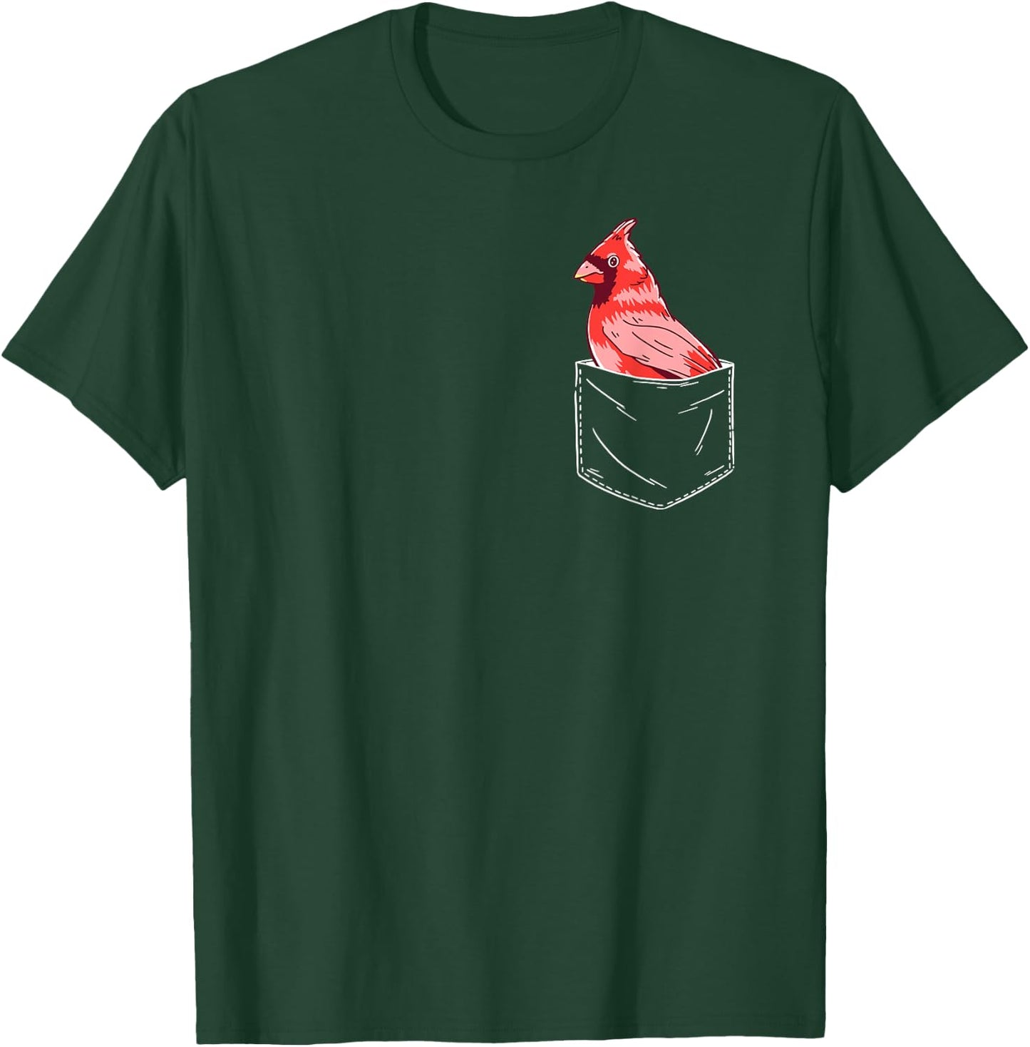 Cardinal Bird Red Cardinal Pocket T-Shirt - T-Shirt | Forest