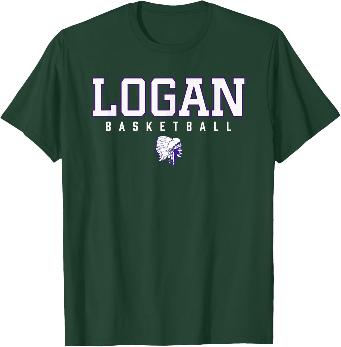 Logan Chieftains Logo Basketball HS T-Shirt - T-Shirt | Forest