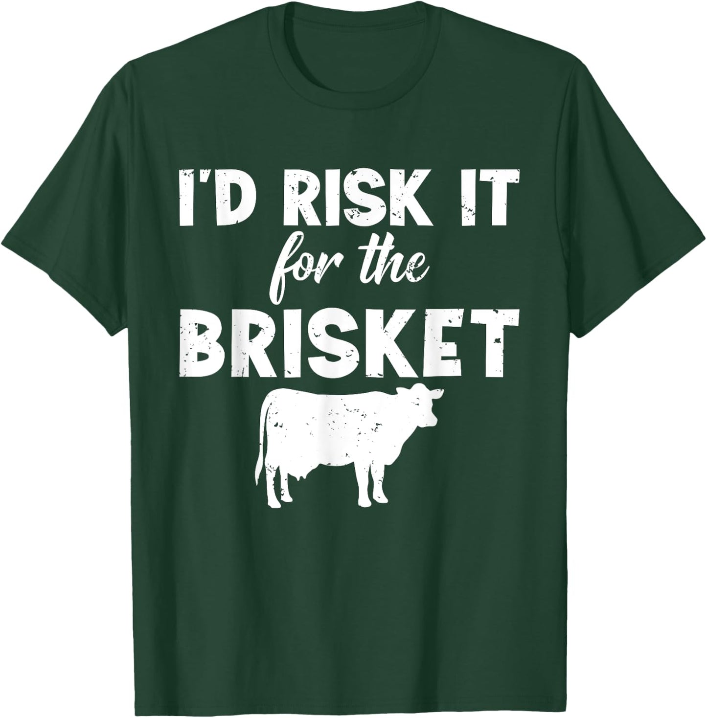 Funny Vintage Smoke Brisket Id Risk it For the Brisket T-Shirt - T-Shirt | Forest