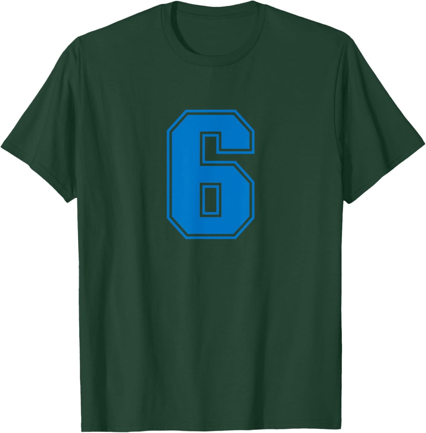 Number #6 Blue Sports Jersey Lucky Number T-Shirt - T-Shirt | Forest