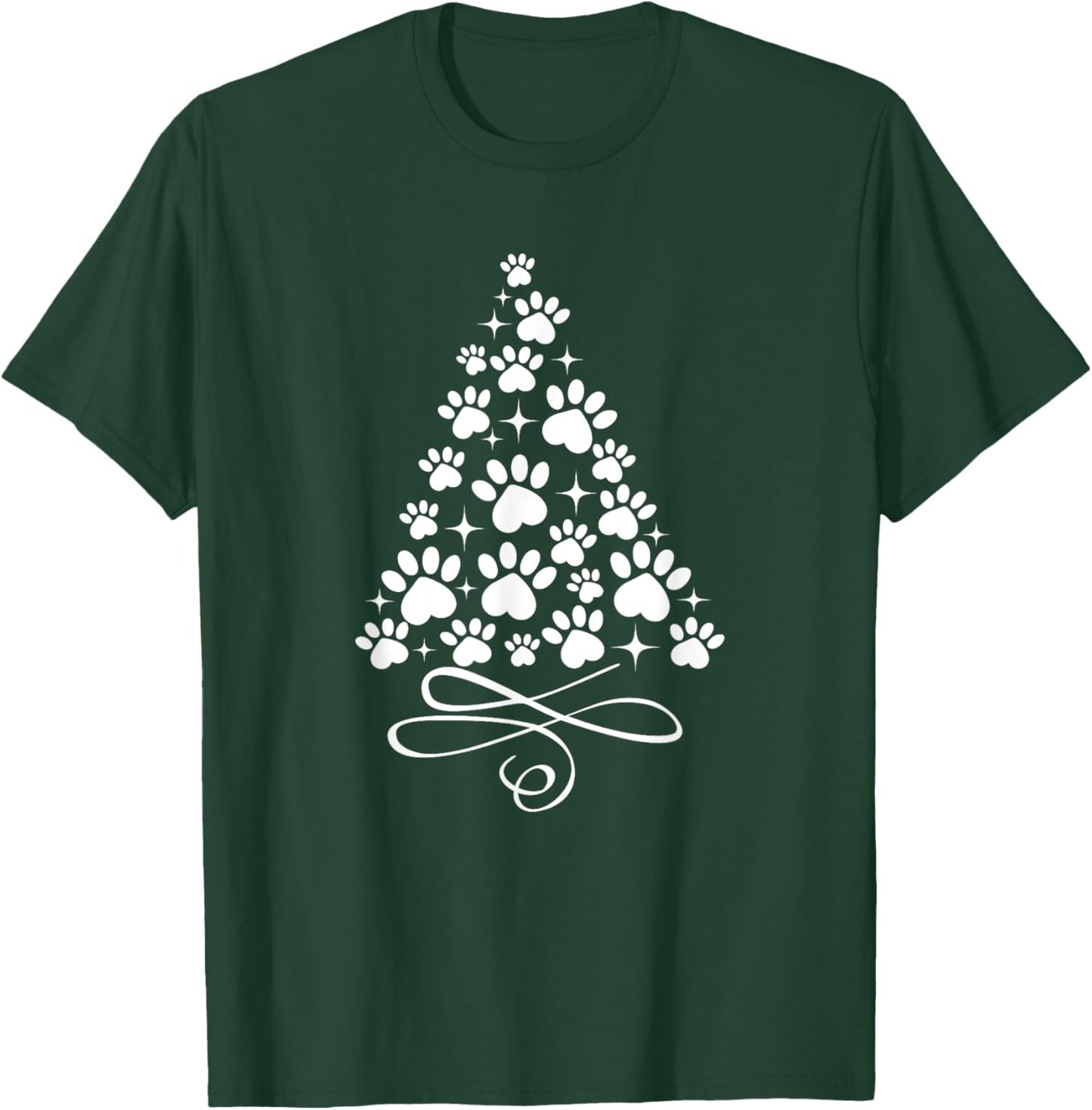 Pet Paw Print Tree Christmas Paw Print Dog Cat Puppy Gift Women Kids T-Shirt - T-Shirt | Forest