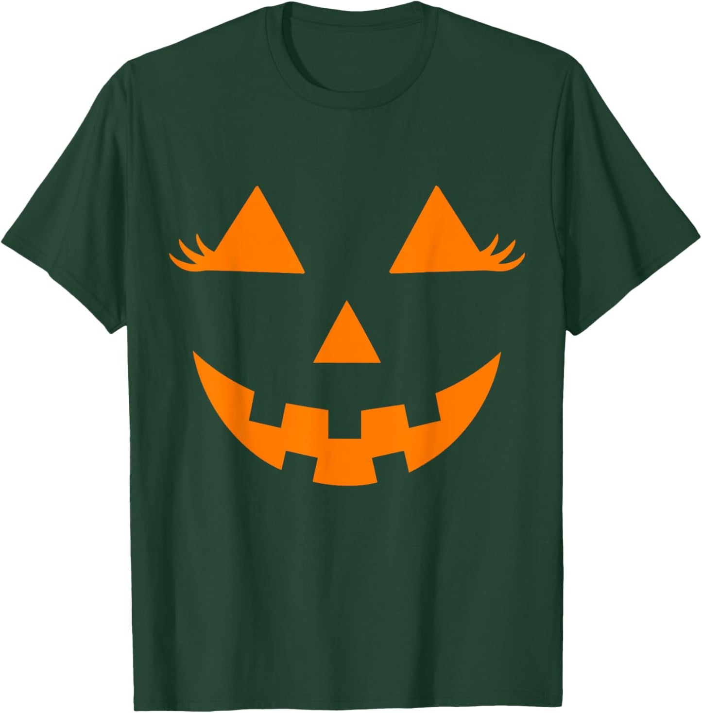 Jack O Lantern Face Pumpkin Eyelashes Hallowen Costume Funny T-Shirt - T-Shirt | Forest
