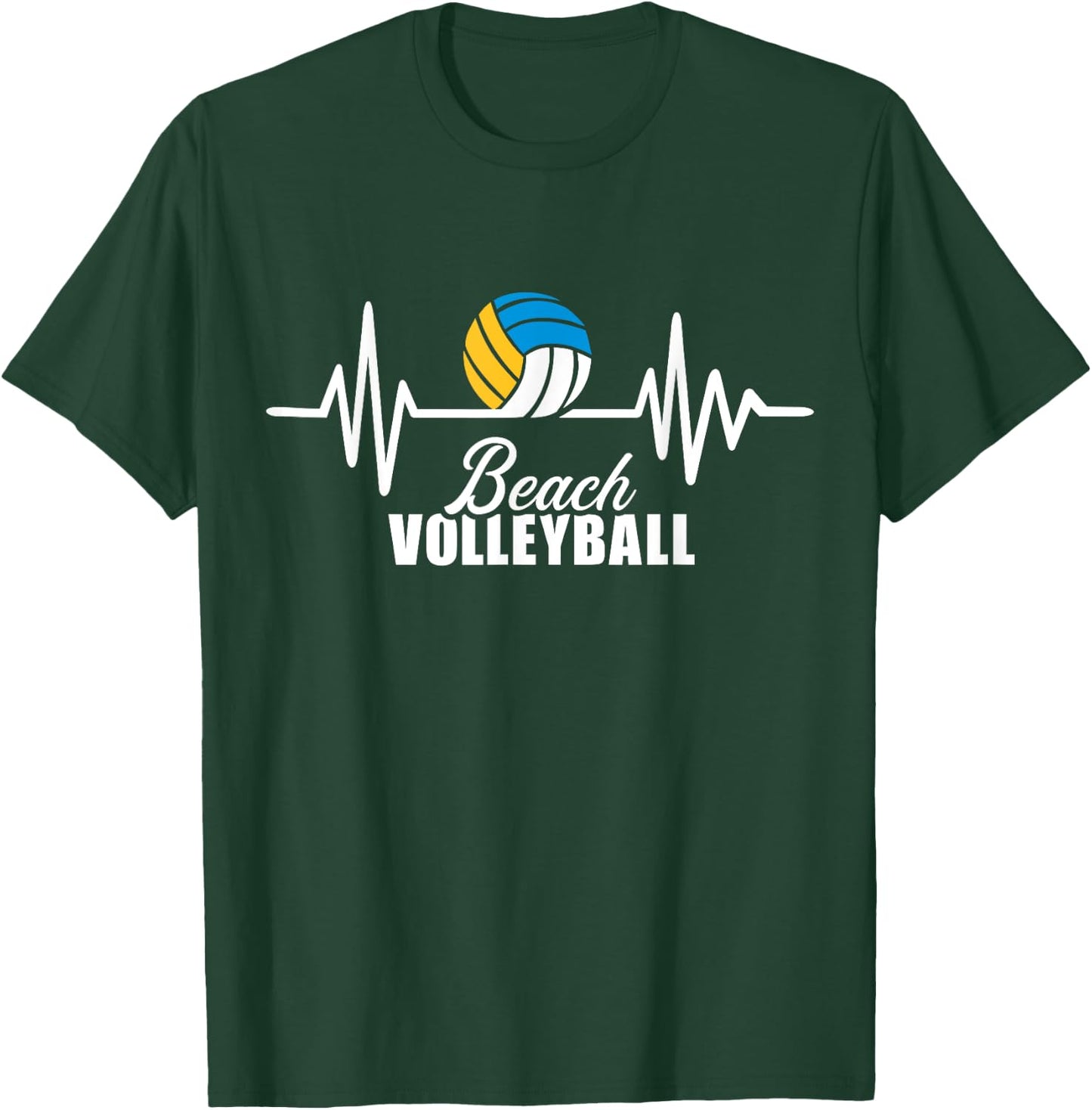 Beach volleyball heartbeat Women Girls Kids T-Shirt - T-Shirt | Forest