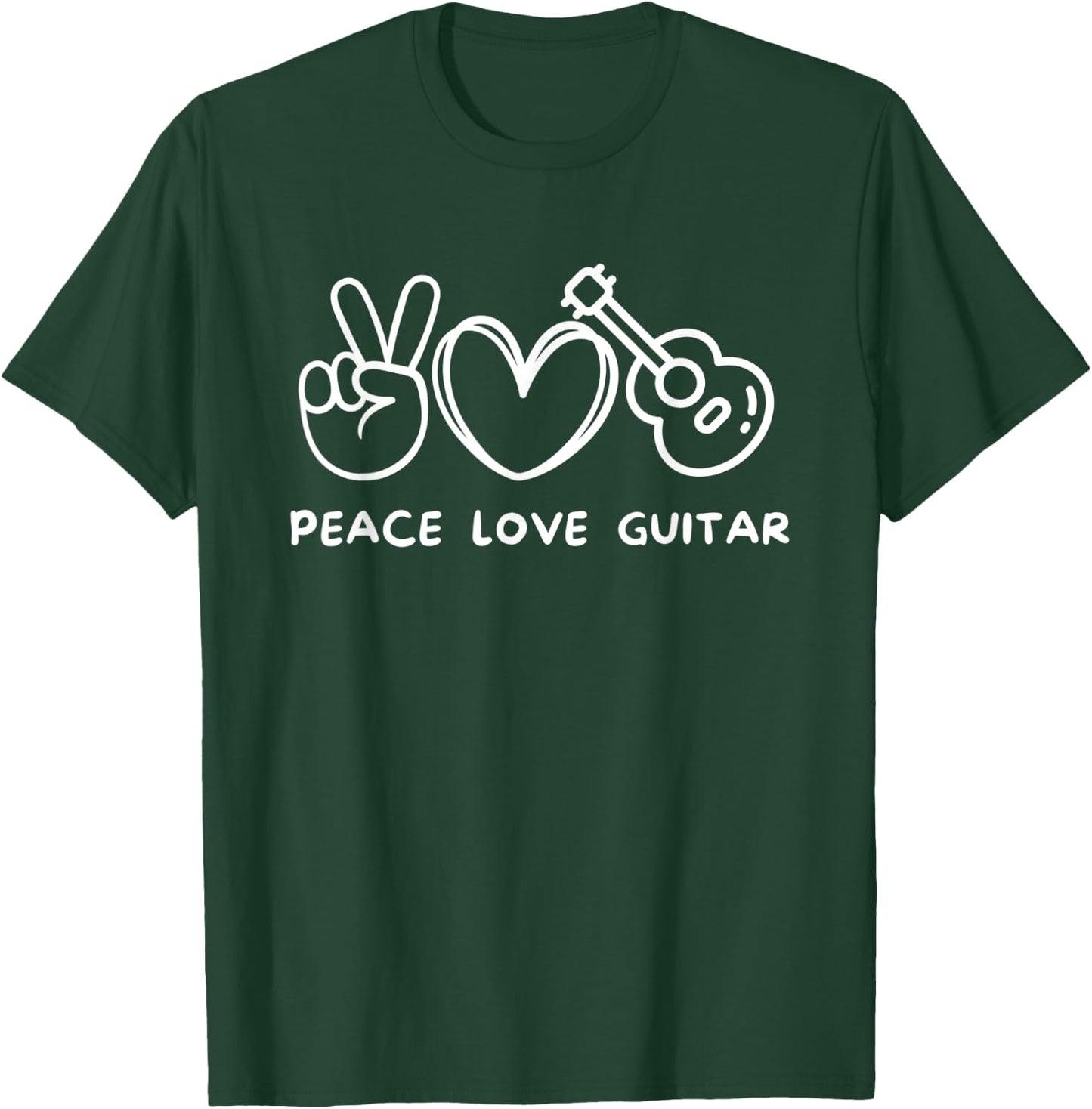 Peace, Love Guitar Retro Guitar Lover Guitarist T-Shirt - T-Shirt | Forest
