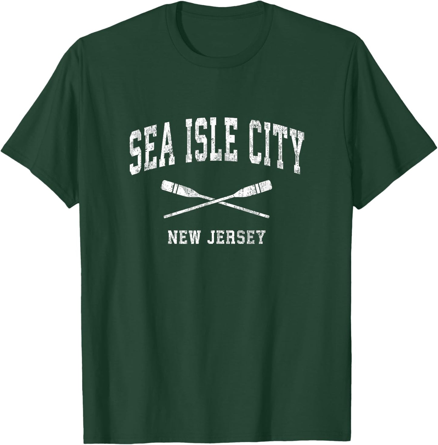 Sea Isle City New Jersey Vintage Nautical Paddles Sports Oar T-Shirt - T-Shirt | Forest