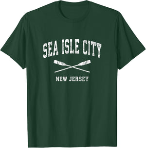 Sea Isle City New Jersey Vintage Nautical Paddles Sports Oar T-Shirt - T-Shirt | Forest