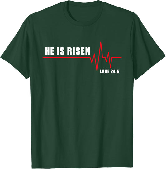 He is Risen – Jesus Heartbeat Pulse Christian Faith EKG T-Shirt - T-Shirt | Forest