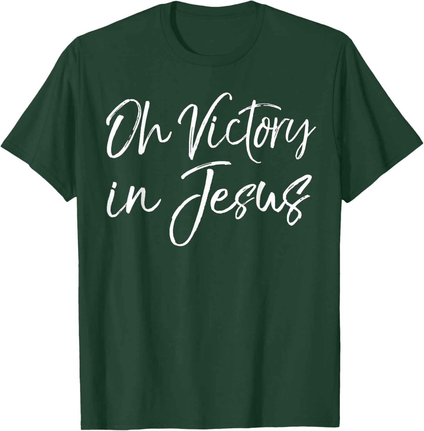 Christian Hymn Lyric Bible Verse Gift Oh Victory in Jesus T-Shirt - T-Shirt | Forest