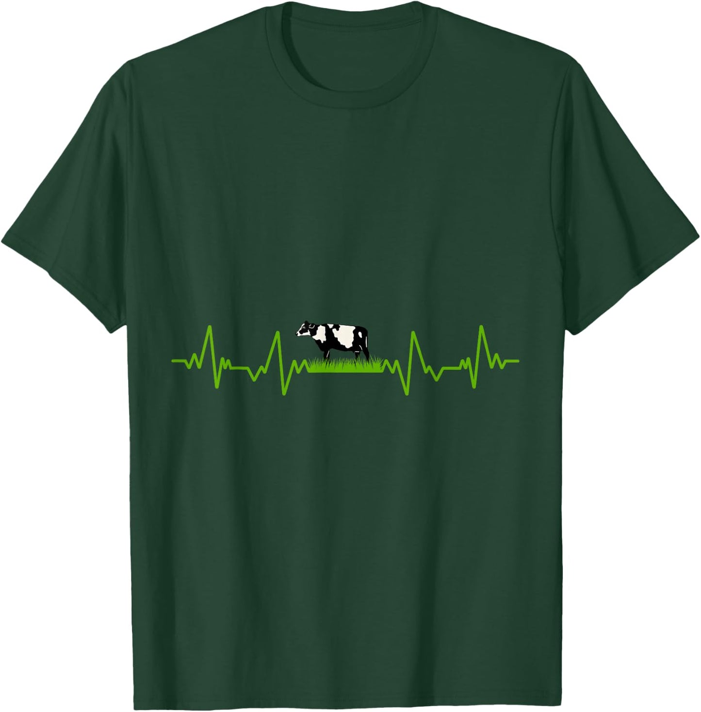 I Love My Cow Valve EKG Heartbeat Heart Patient Moo T-Shirt - T-Shirt | Forest