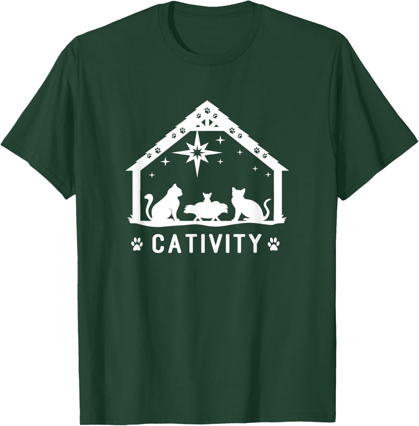 Cativity Cat Nativity Scene Cat Lover Christmas Men Women Kids T-Shirt - T-Shirt | Forest