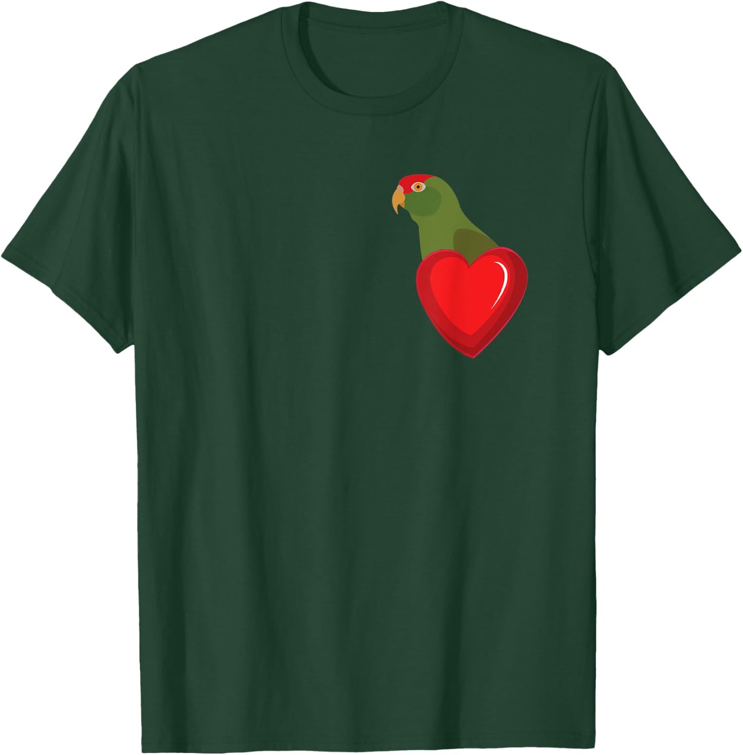 Cherry Headed Conure Parrot Heart Pocket T-Shirt - T-Shirt | Forest