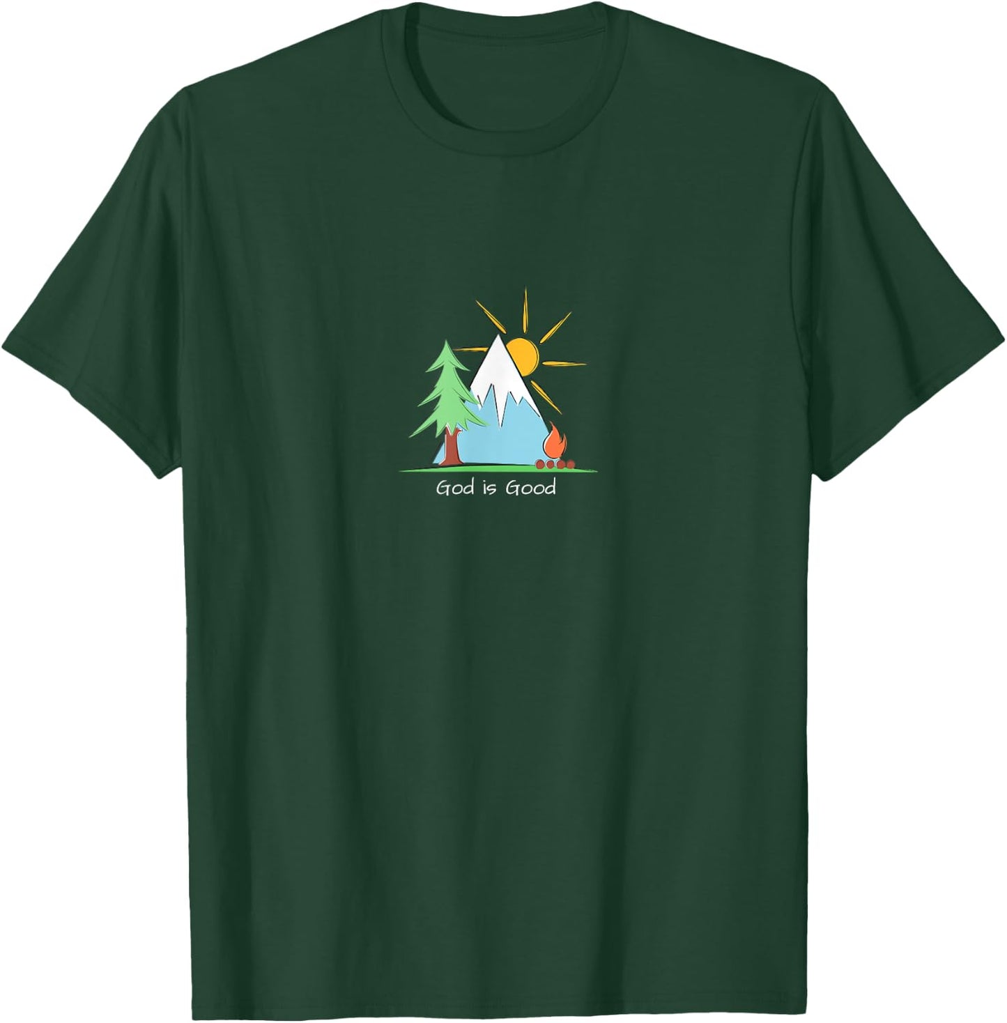 God is Good Christian Camping Wilderness Adventure Campfire T-Shirt - T-Shirt | Forest