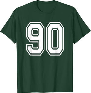 Number 90 Numbered Uniform Sports Jersey Team 90th Birthday T-Shirt - T-Shirt | Forest