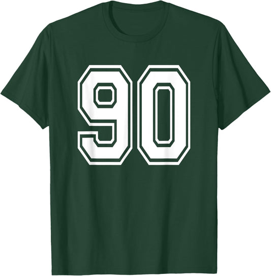 Number 90 Numbered Uniform Sports Jersey Team 90th Birthday T-Shirt - T-Shirt | Forest