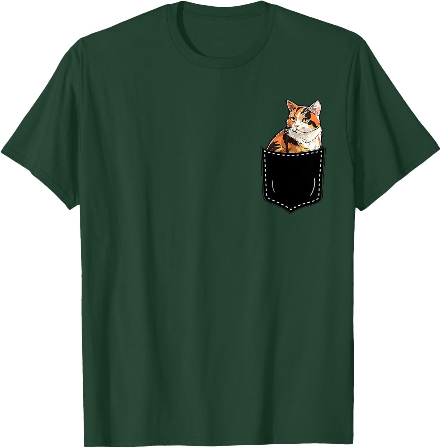 Calico Cat Kitten in Pocket Cute Calico Cat Lovers Women Girls Kids T-Shirt - T-Shirt | Forest