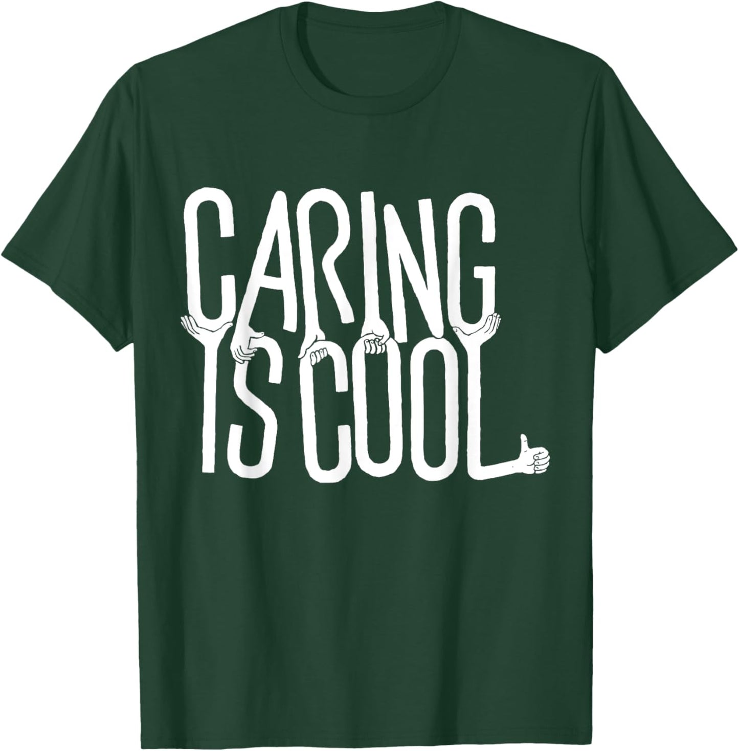 Caring Is Cool -Adults Black Small Short Sleeve Casual Humorous T-Shirt - T-Shirt | Forest