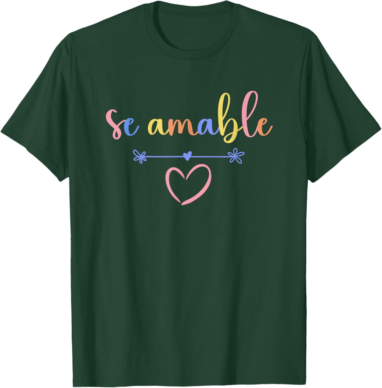 Se Amable Be Kind In Spanish Colorful Teacher Heart Men Women Kids T-Shirt - T-Shirt | Forest