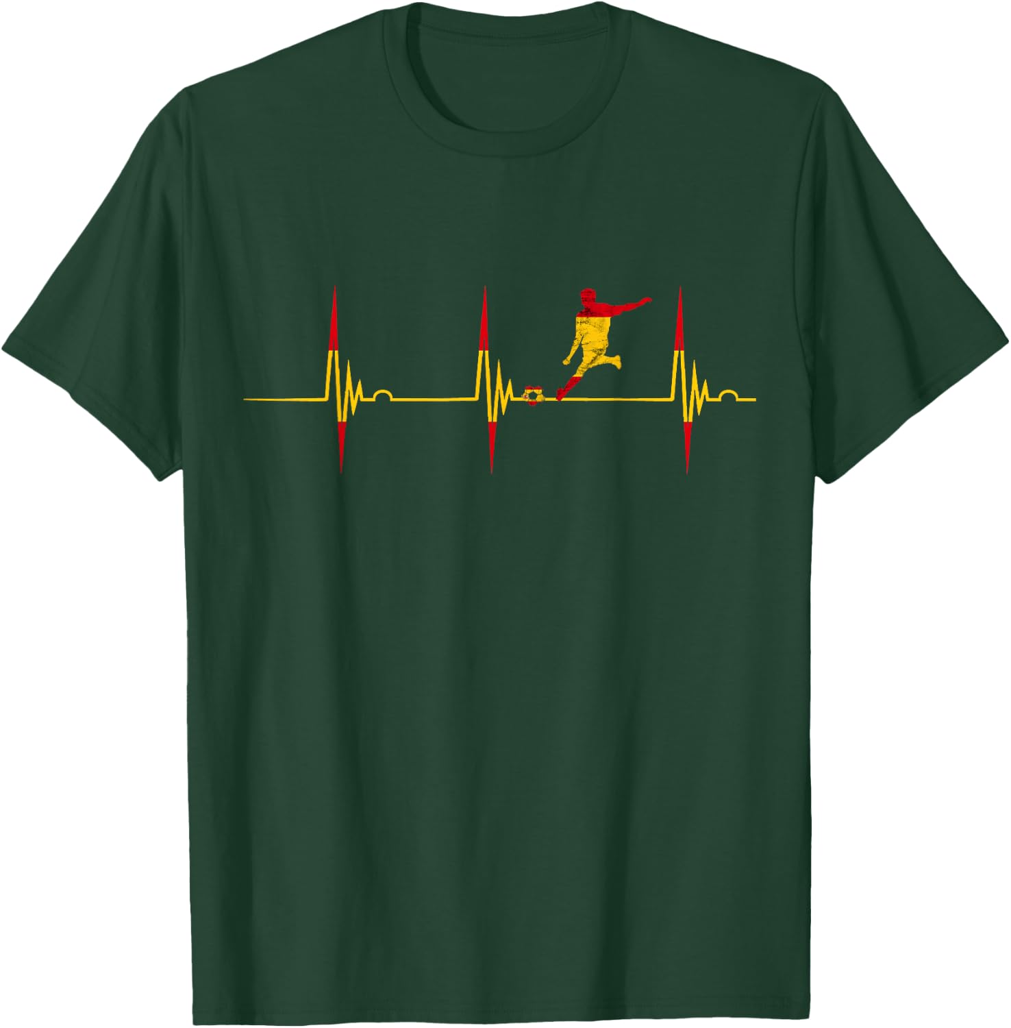 Spain Heartbeat EKG Pulse Spanish Soccer Player Espana T-Shirt - T-Shirt | Forest
