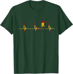 Spain Heartbeat EKG Pulse Spanish Soccer Player Espana T-Shirt - T-Shirt | Forest