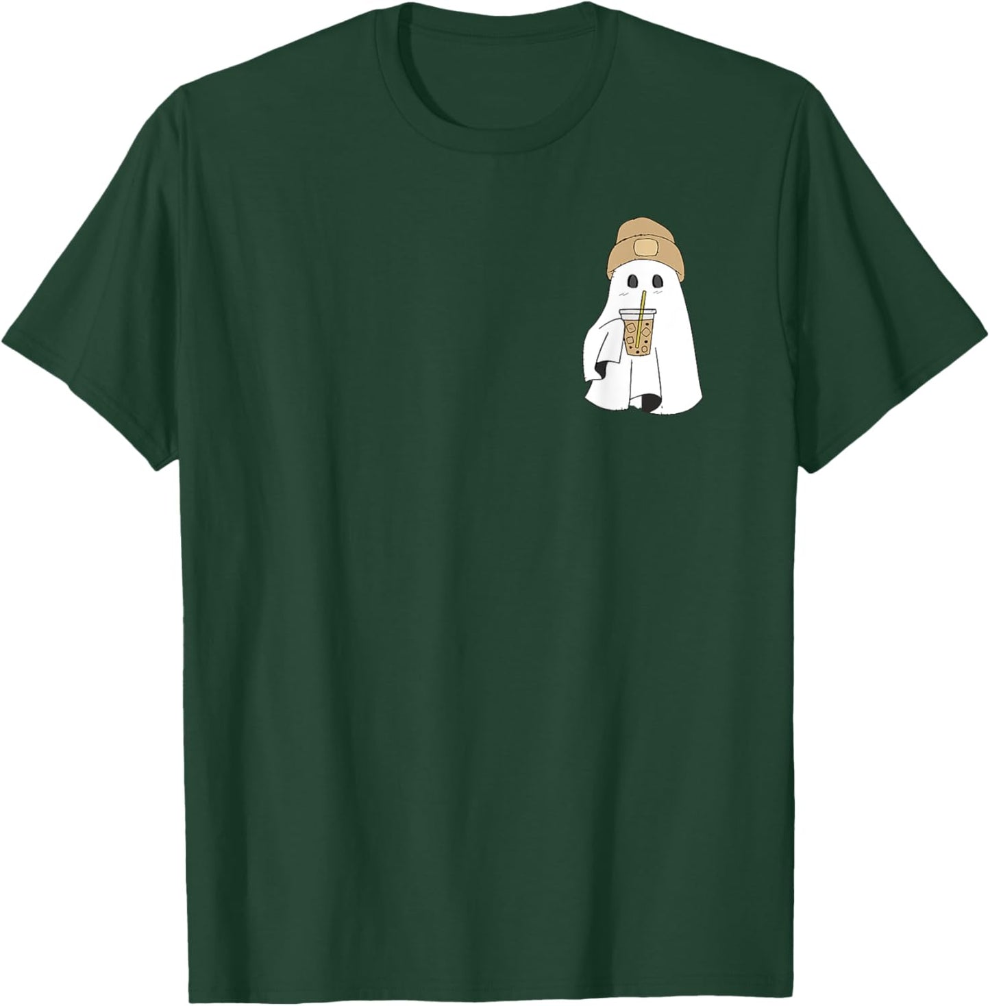 Spooky Season Cute Retro Ghost Ice Coffee Halloween Costume T-Shirt - T-Shirt | Forest
