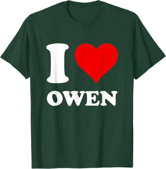 Red Heart I Love Owen T-Shirt - T-Shirt | Forest