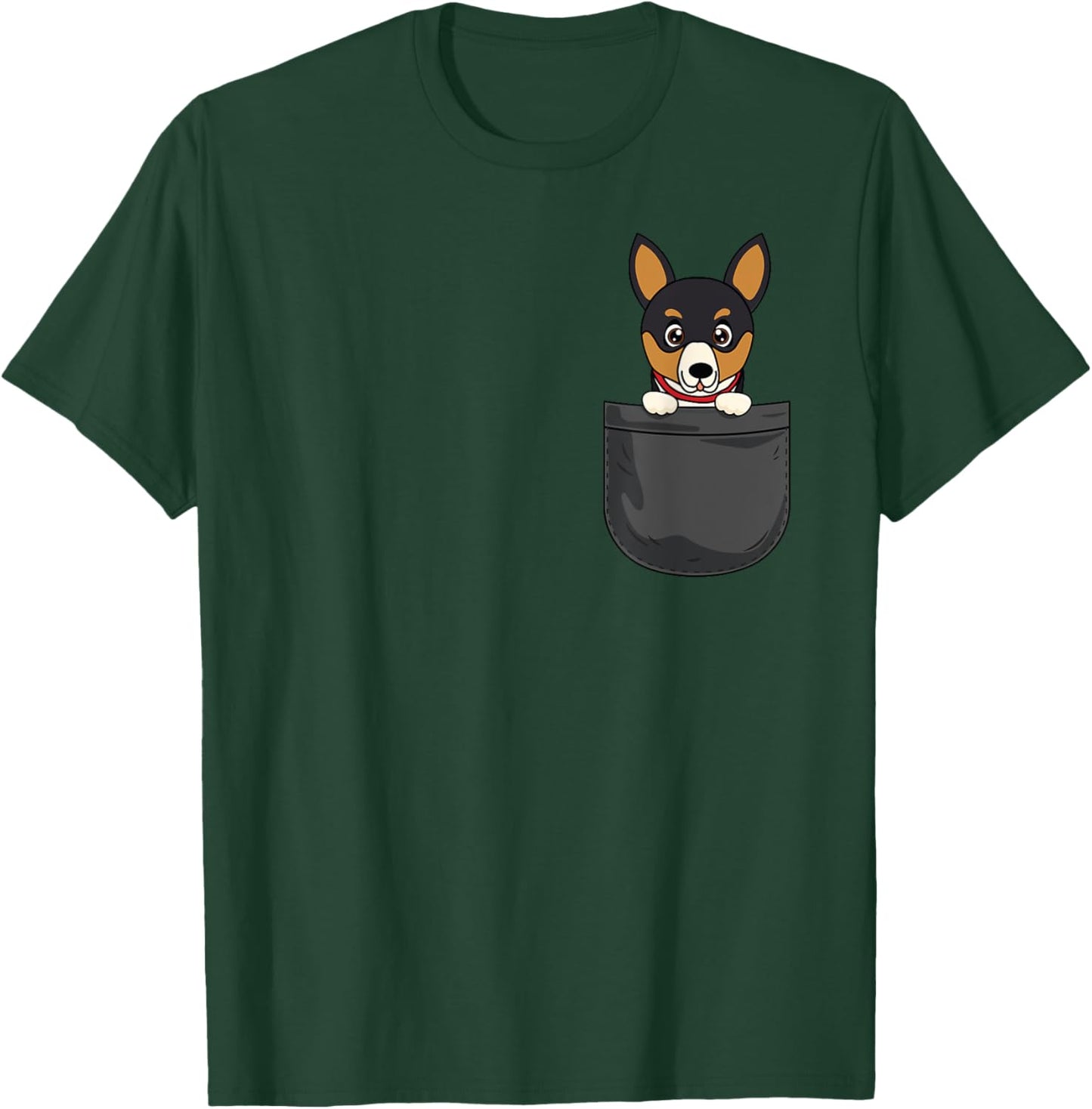Rat Terrier Mom Dad Dog In Pocket Cute Funny Pet Lover Gift Men Women Kids T-Shirt - T-Shirt | Forest