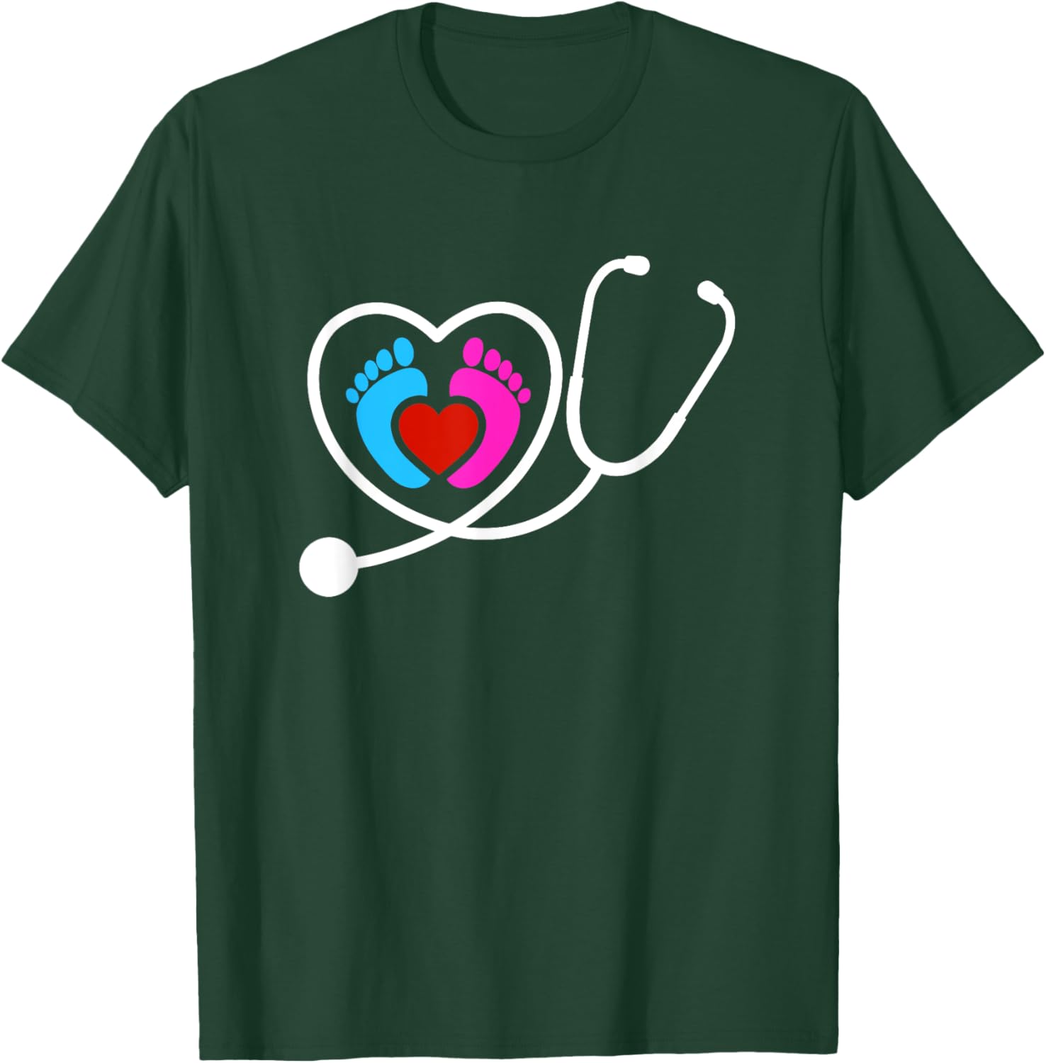 Stethoscope Obstetrics Gynecology Nurse Obgyn Obstetrician T-Shirt - T-Shirt | Forest