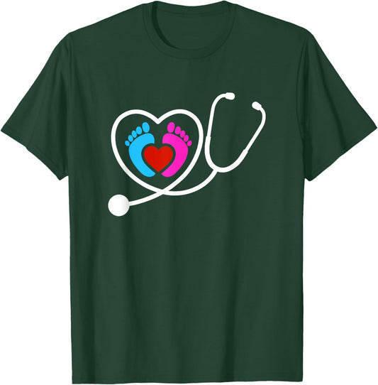 Stethoscope Obstetrics Gynecology Nurse Obgyn Obstetrician T-Shirt - T-Shirt | Forest