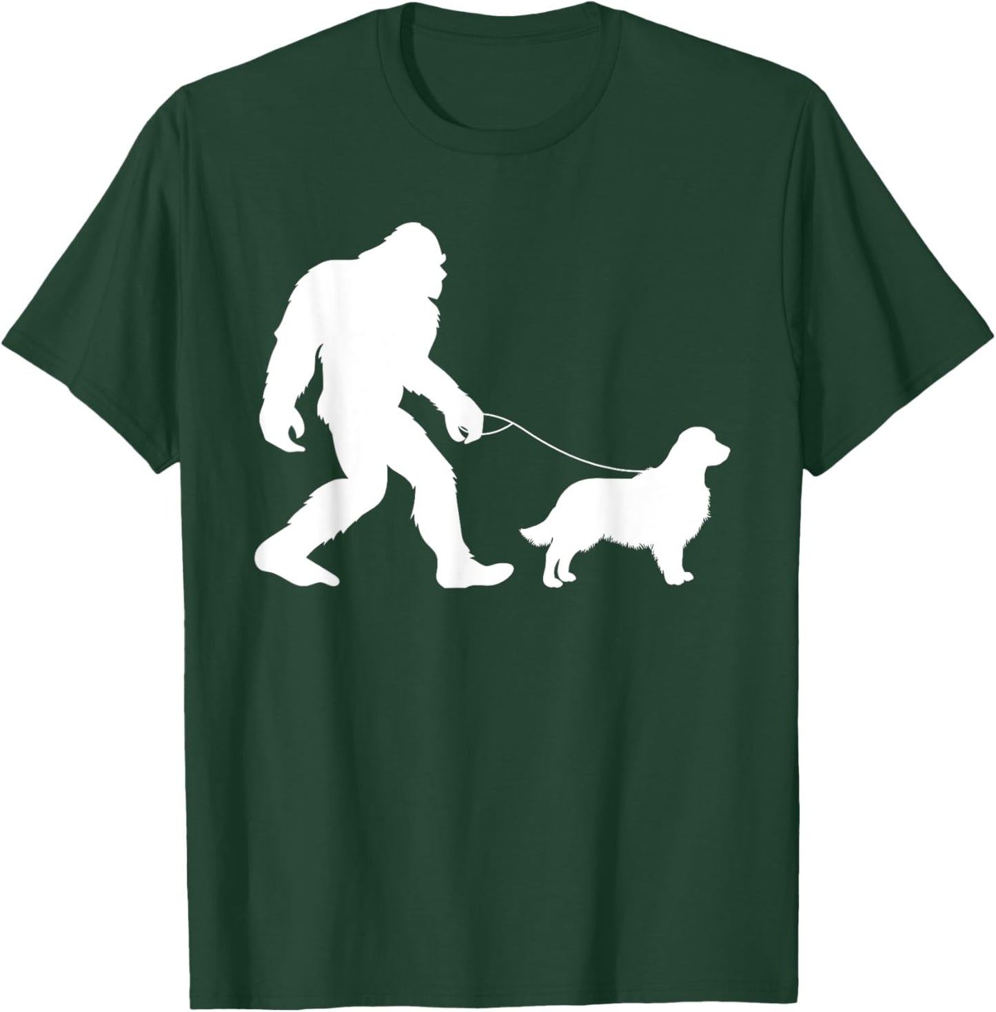 Fun Bigfoot Sasquatch Walking Golden Retriever Gag Gift T-Shirt - T-Shirt | Forest