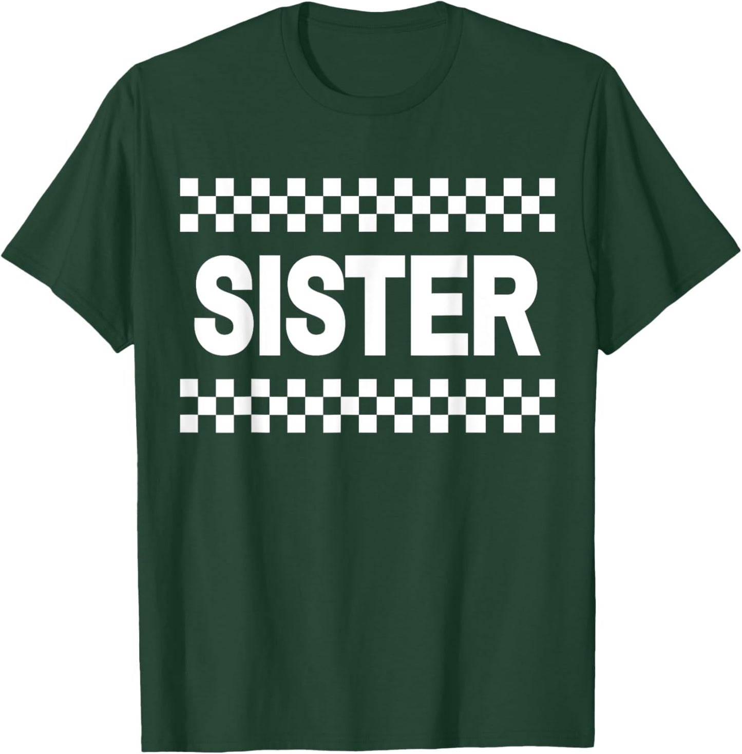 Sister Pit Crew Checkered Racing Car Birthday Party T-Shirt - T-Shirt | Forest