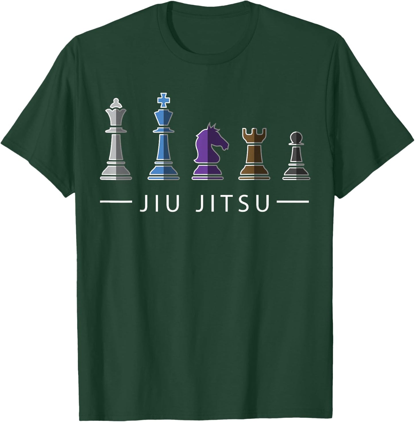 Funny BJJ Brazilian Jiu Jitsu Chess Belt Fighter MMA Gifts T-Shirt - T-Shirt | Forest