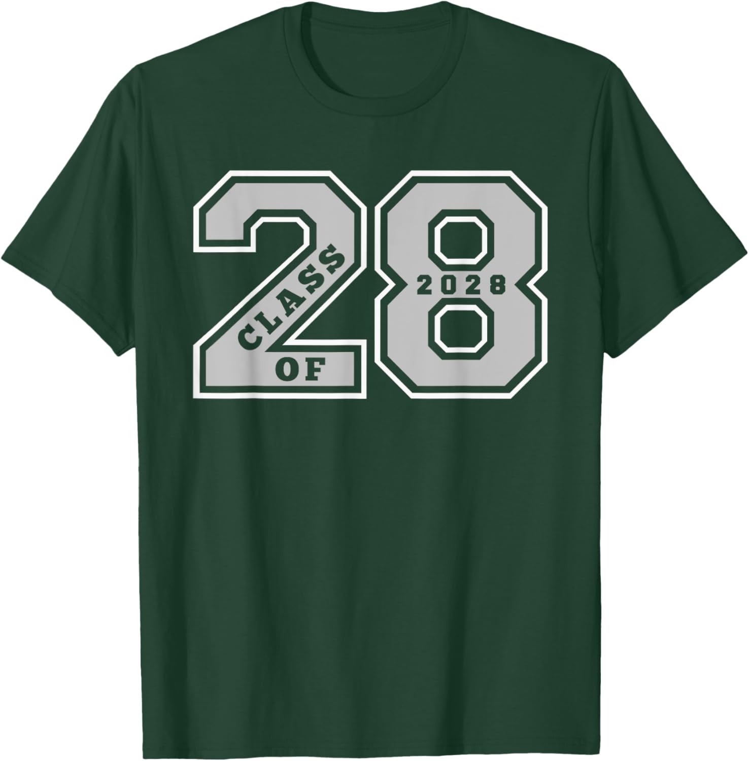 Class of 2028 - Gray Letterman Style Class of 28 Swag Gift 1 T-Shirt - T-Shirt | Forest