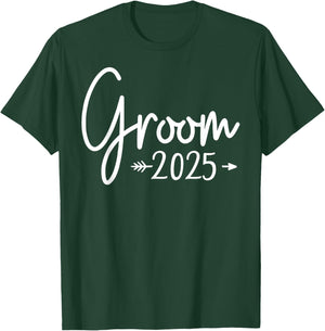 Groom Est 2025 Married Wedding Engagement Getting Ready , Small, Black T-Shirt - T-Shirt | Forest