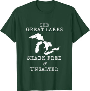 Michigan The Great Lakes Unsalted and Shark Free Vintage T-Shirt - T-Shirt | Forest