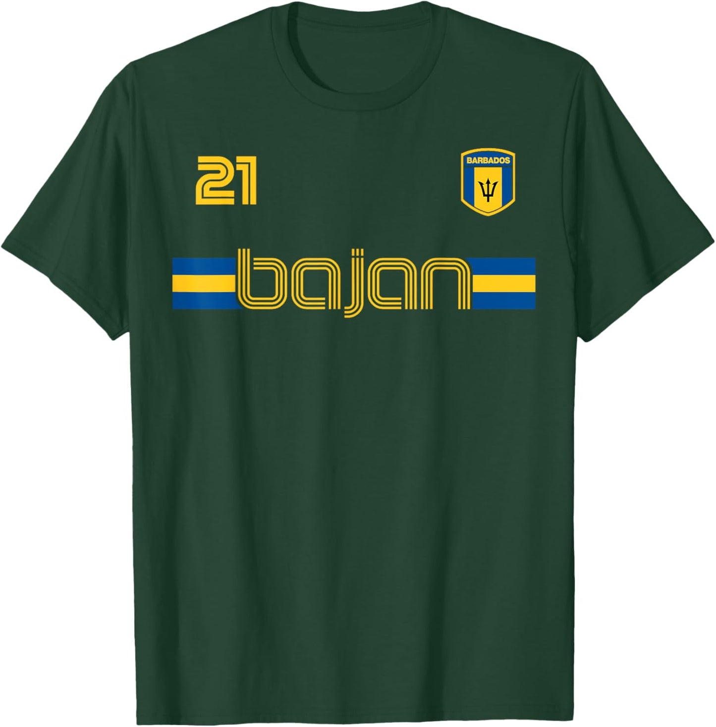 BAJAN Patriotic Retro Jersey Barbados Flag Women Kids Men T-Shirt - T-Shirt | Forest