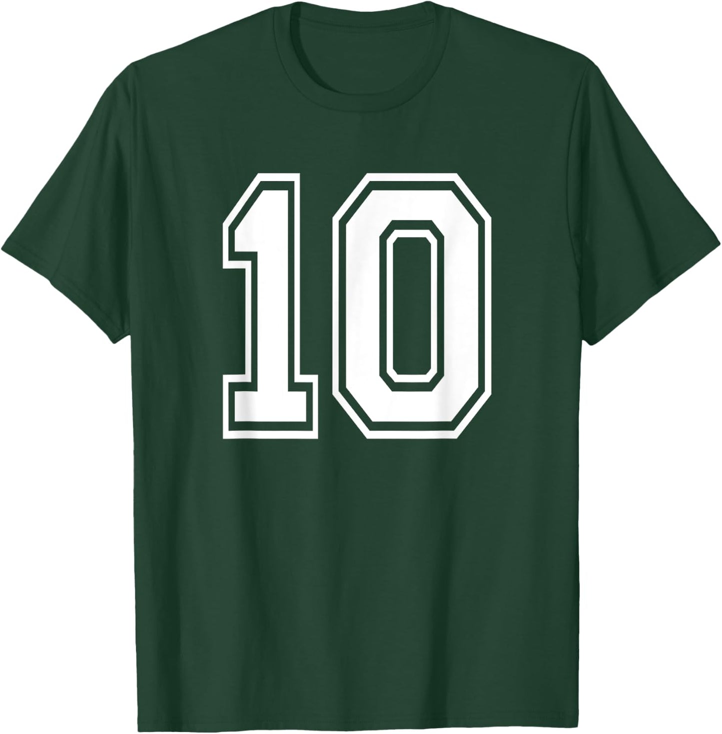 Number 10 Birthday Gift Sports Player Team Numbered Jersey T-Shirt - T-Shirt | Forest