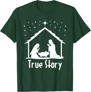 True Story of Jesus Birth Nativity Christmas Religious Gift T-Shirt - T-Shirt | Forest