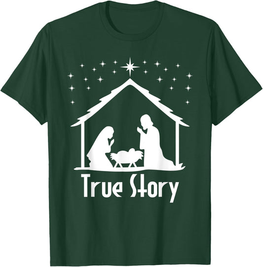 True Story of Jesus Birth Nativity Christmas Religious Gift T-Shirt - T-Shirt | Forest