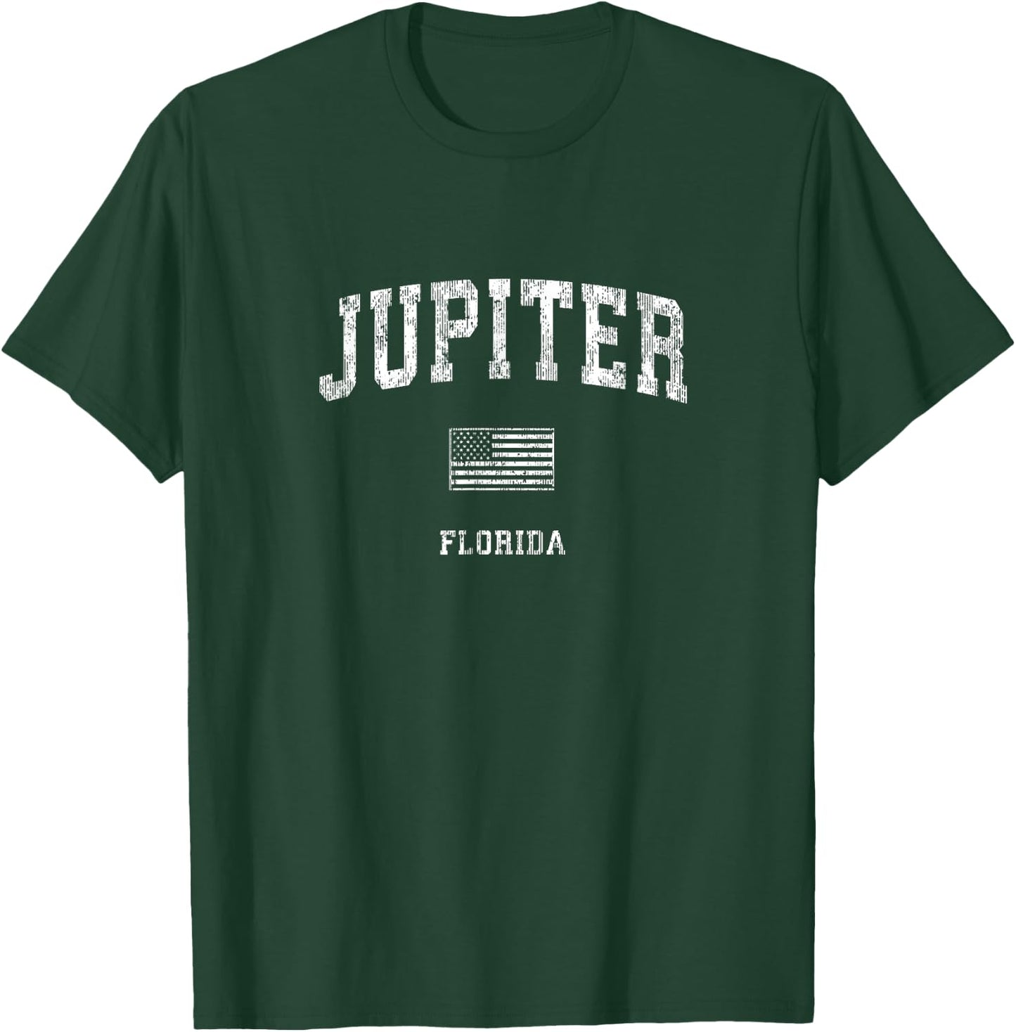 Jupiter Florida FL Vintage American Flag Women Kids Men T-Shirt - T-Shirt | Forest